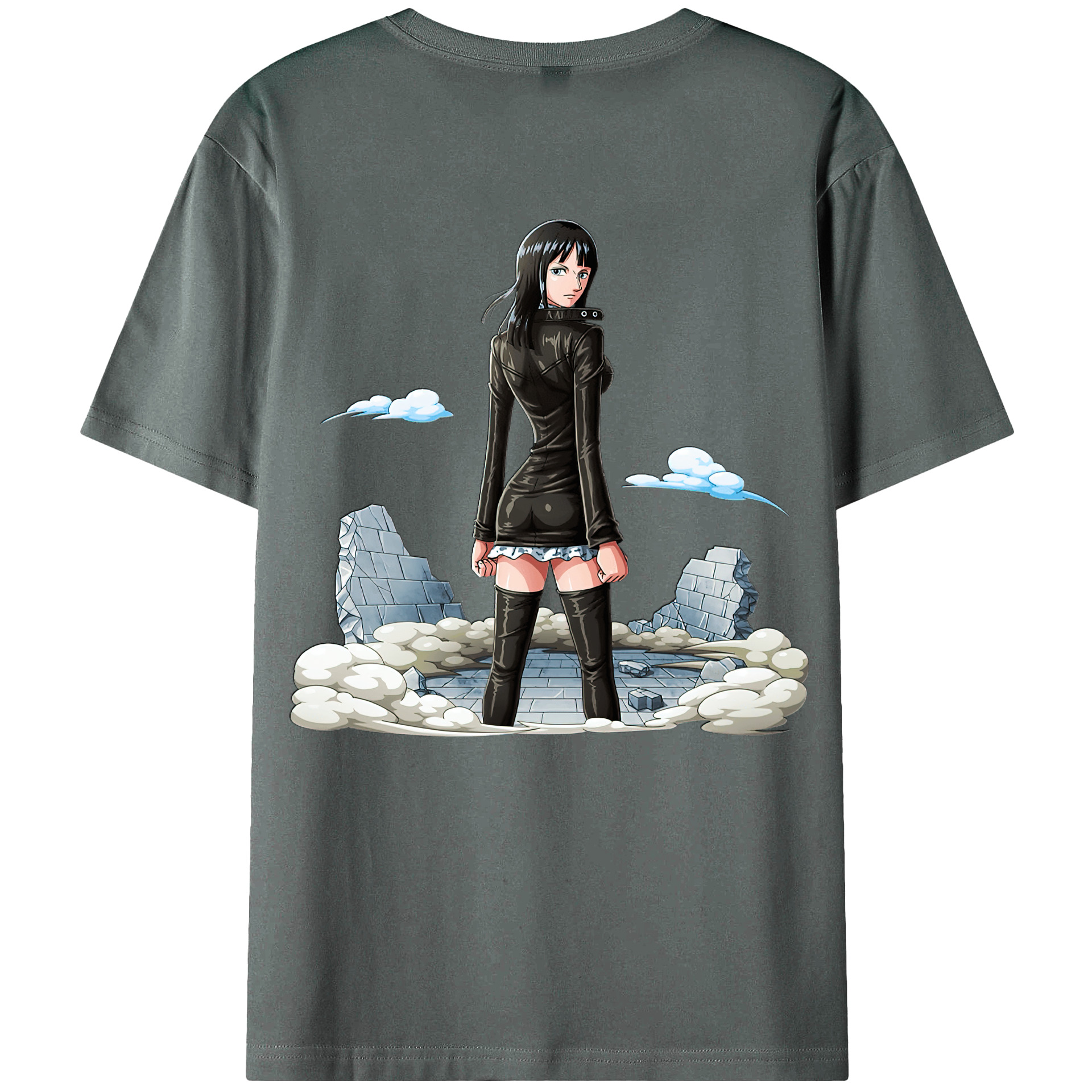 ワンピース ニコ・ロビン ONE PIECE Nico Robin 綿100％ メンズ半袖Tシャツ（バックプリント） 通気性